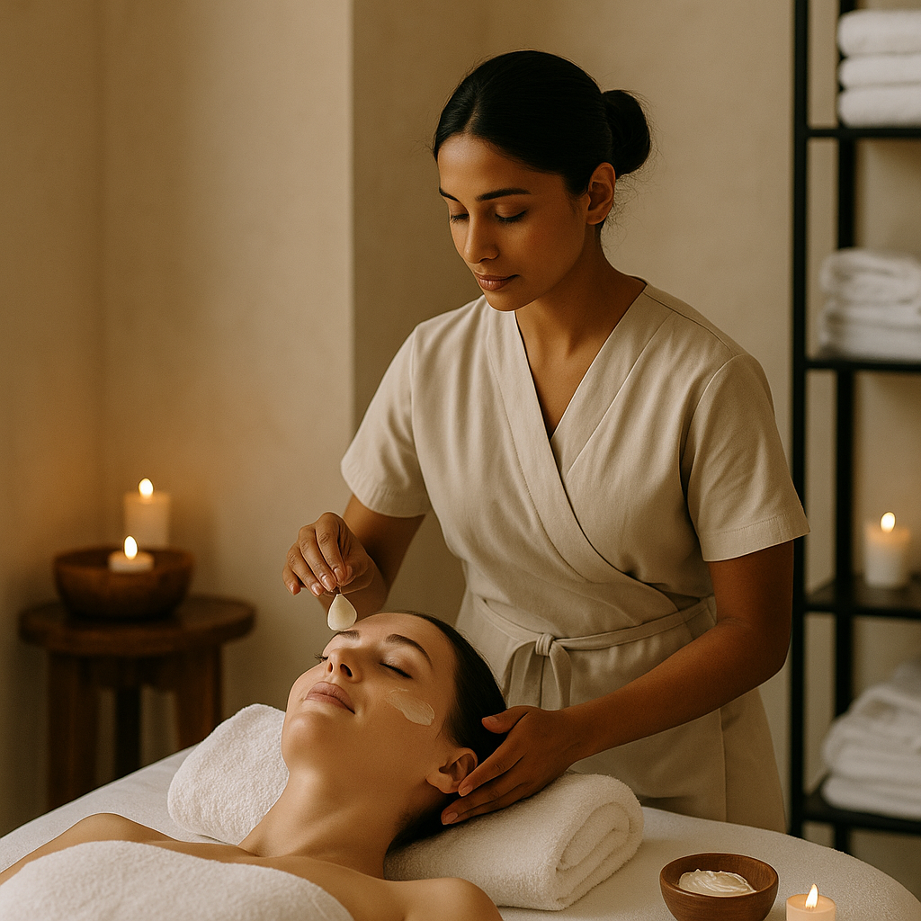 esteticista en tratamiento facial